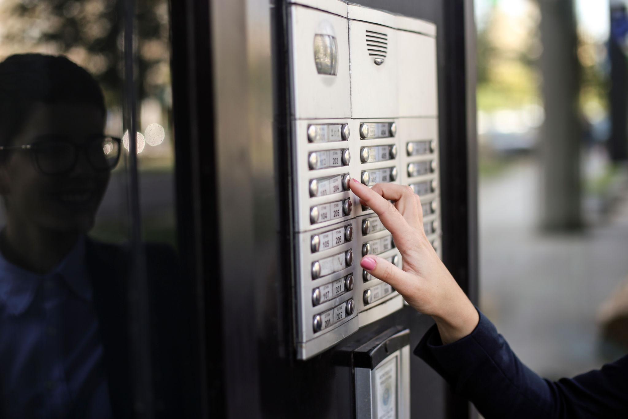 Commercial GSM intercom system installed in a UK apartment building
